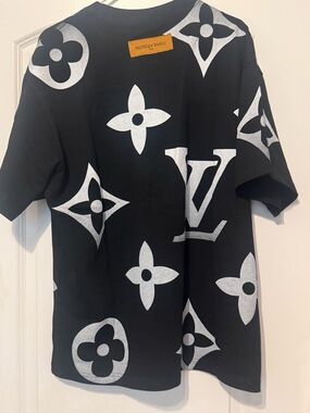 Louis Vuitton Black Short-Sleeve Monogram Print T-Shirt with Silver Accents